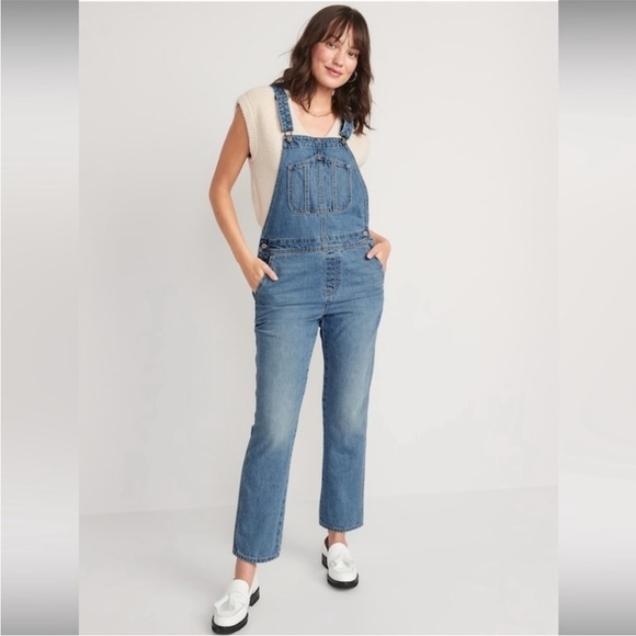 NWT! Slouchy Straight Non-Stretch Jean Overalls - Multiple Sizes 💛 - Picture 1 of 8